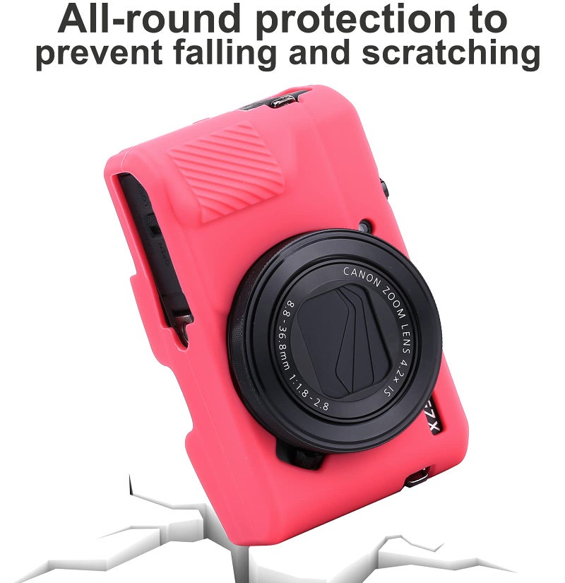 Yisau G7X Mark II   G7X Mark III   G7X Camera Silicone Case Ultra Thin Lightweight Rubber Soft Silicone Case Bag Cover for Canon PowerShot G7X G7X Mark G7X Mark Microfiber Cloth Hot Pink - Image 3